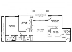 Two Bedroom, Two Bath Floor Plan