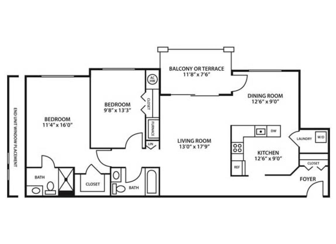 two bedroom two bathroom floor plan